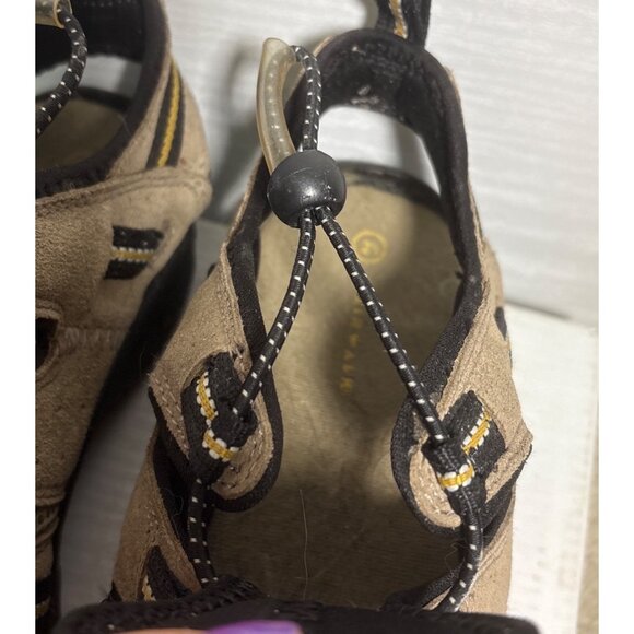 Airwalk Kids Sandals Size 2.5 Closed Toe Hiking Outdoor Shoes Tan Black Adjustab - Picture 5 of 12